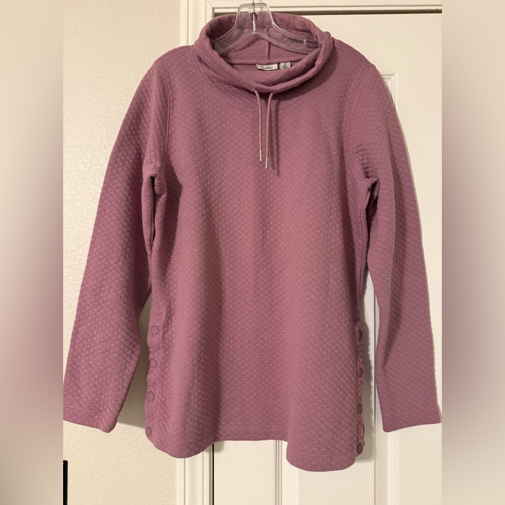 L.L. Bean Women's Quilted Cowl Neck Sweater - Mauve